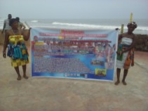 MARCH 2017 Nyoefe Yawa Dake Xolanyo Yawa Gbafa holding the banner